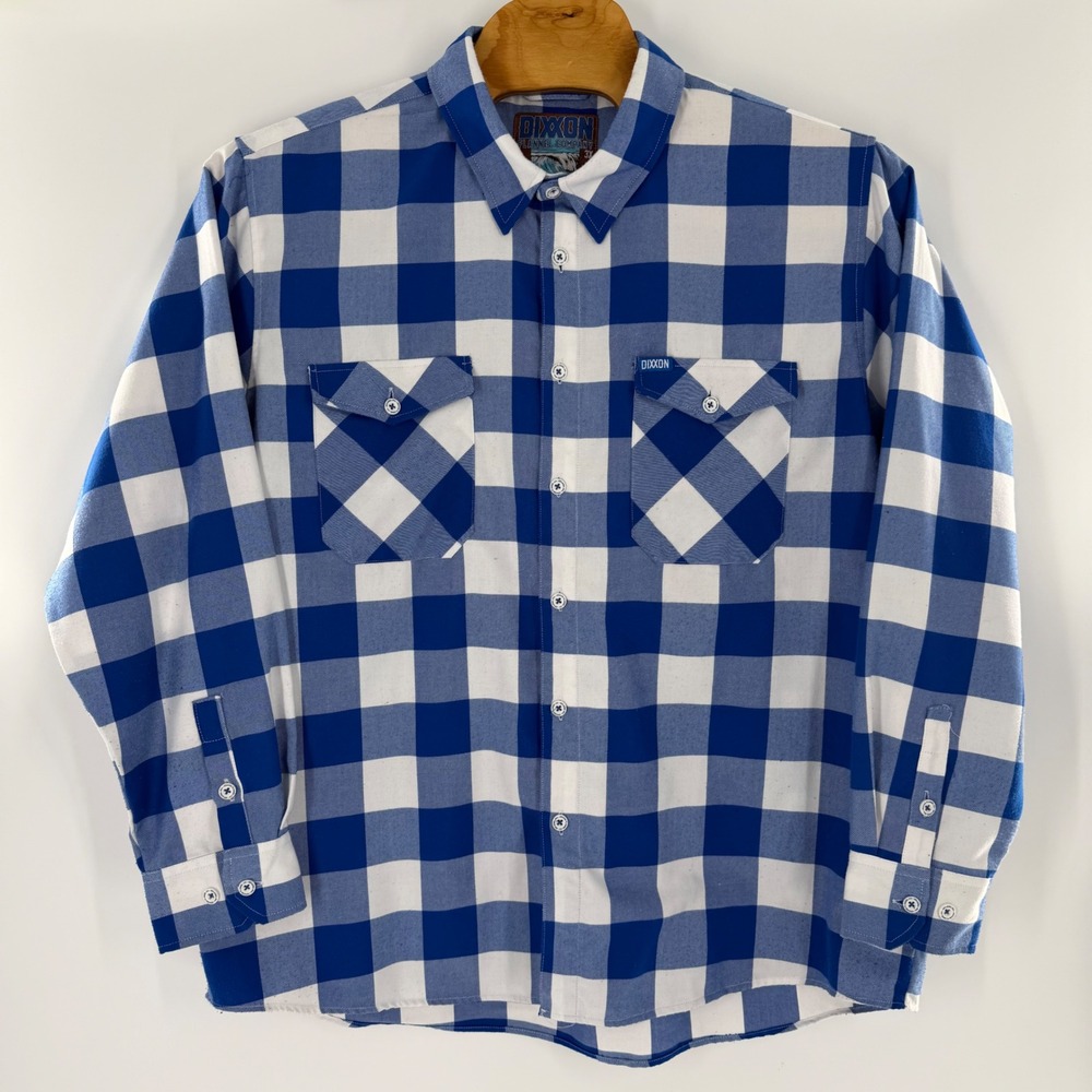 Dixxon Flannel Co The Trestles Blue White Buffalo Check D-Tech Shirt Mens 3X